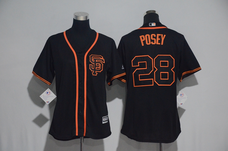 Womens 2017 MLB San Francisco Giants #28 Posey Black Jerseys